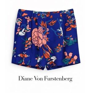 Diane Von Furstenberg Blue and Pink Floral Shorts Naples Short